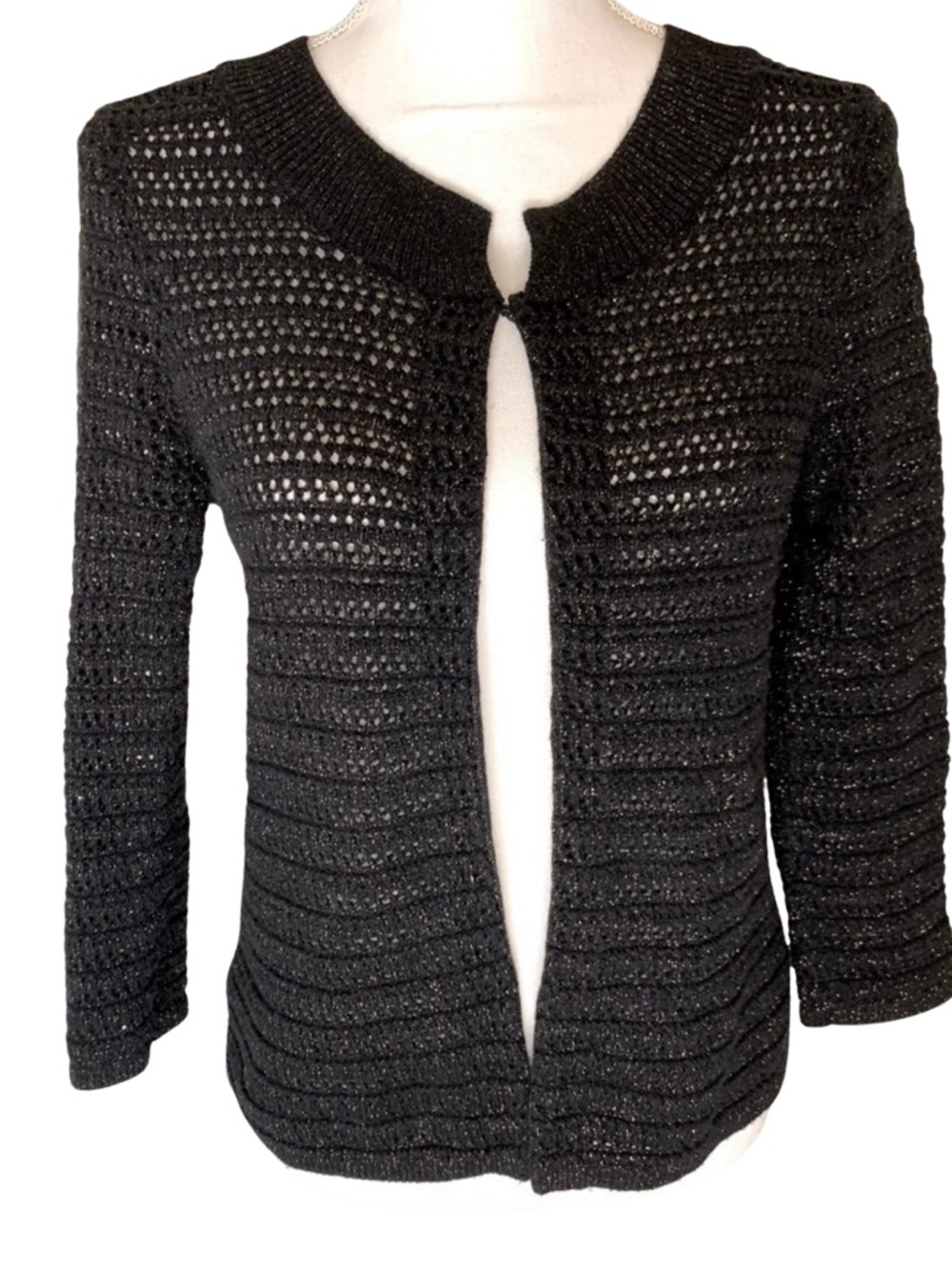 Banana Republic Black Gold Open Front Cardigan Size Small‎ Wool Blend